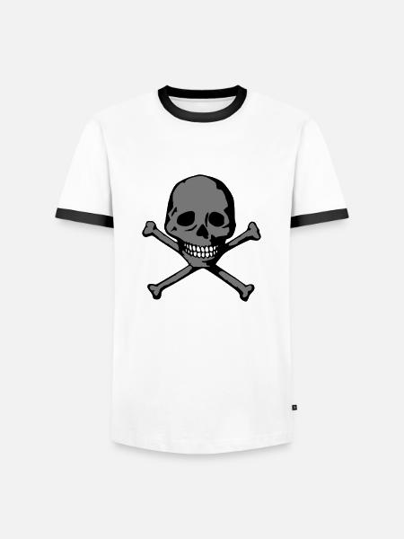 Skull (white teeth) - Men's Ringer Shirt - white/black