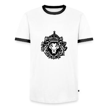 king Lion - Men's Ringer Shirt - white/black - Front - AI Model Female 172 light (172cm) & AI Model Male 178 dark (178cm)