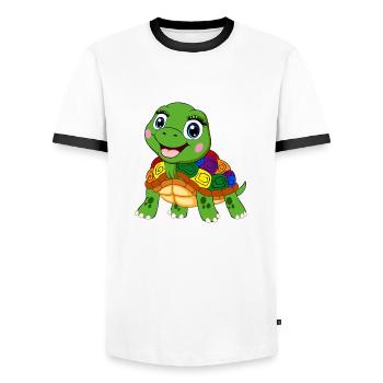 arc-en-ciel tortue lgbt tank animal lgbtqia - T-shirt contrasté Homme - blanc/noir - Devant - AI Model Female 172 light (172cm) & AI Model Male 178 dark (178cm)