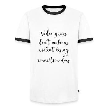 dictons mode de jeu héroïne féminine bday soccer - T-shirt contrasté Homme - blanc/noir - Devant - AI Model Female 172 light (172cm) & AI Model Male 178 dark (178cm)
