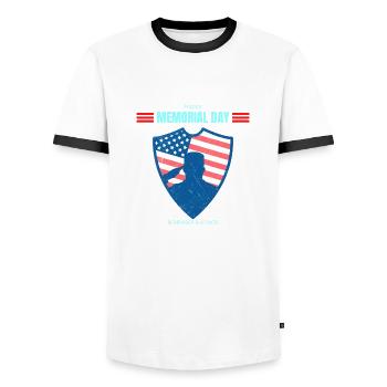 Juneteenth National Independence Day - Men's Ringer Shirt - white/black - Front - AI Model Female 172 light (172cm) & AI Model Male 178 dark (178cm)