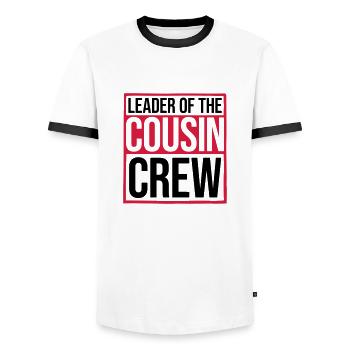 Leader Cousin Crew Team - Männer Kontrast-T-Shirt - Weiß/Schwarz - Vorne - AI Model Female 172 light (172cm) & AI Model Male 178 dark (178cm)