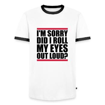 Roll My Eyes Out - Männer Kontrast-T-Shirt - Weiß/Schwarz - Vorne - AI Model Female 172 light (172cm) & AI Model Male 178 dark (178cm)