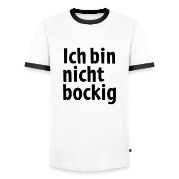 Ich bin nicht bockig ! - Männer Kontrast-T-Shirt - Weiß/Schwarz - Vorne - AI Model Female 172 light (172cm) & AI Model Male 178 dark (178cm)