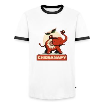 Cheranapy Cherry-Fant - Männer Kontrast-T-Shirt - Weiß/Schwarz - Vorne - AI Model Female 172 light (172cm) & AI Model Male 178 dark (178cm)