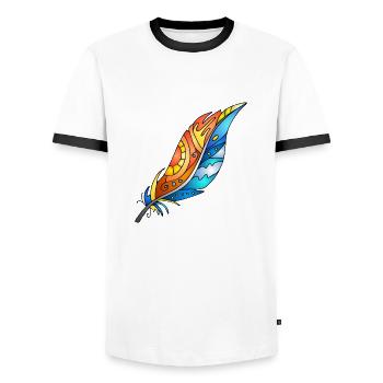 Feather - Men's Ringer Shirt - white/black - Front - AI Model Female 172 light (172cm) & AI Model Male 178 dark (178cm)