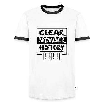 Clear Browser History - Men's Ringer Shirt - white/black - Front - AI Model Female 172 light (172cm) & AI Model Male 178 dark (178cm)