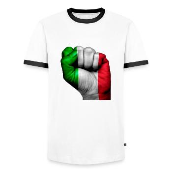 Fist Italie - T-shirt contrasté Homme - blanc/noir - Devant - AI Model Female 172 light (172cm) & AI Model Male 178 dark (178cm)