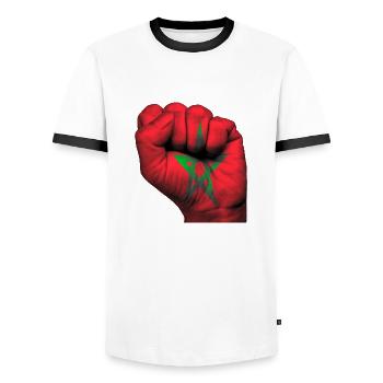Fist Maroc - T-shirt contrasté Homme - blanc/noir - Devant - AI Model Female 172 light (172cm) & AI Model Male 178 dark (178cm)