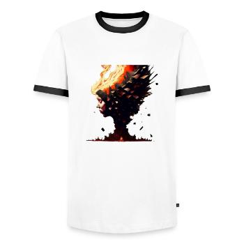 Explosion der Gedanken - Männer Kontrast-T-Shirt - Weiß/Schwarz - Vorne - AI Model Female 172 light (172cm) & AI Model Male 178 dark (178cm)