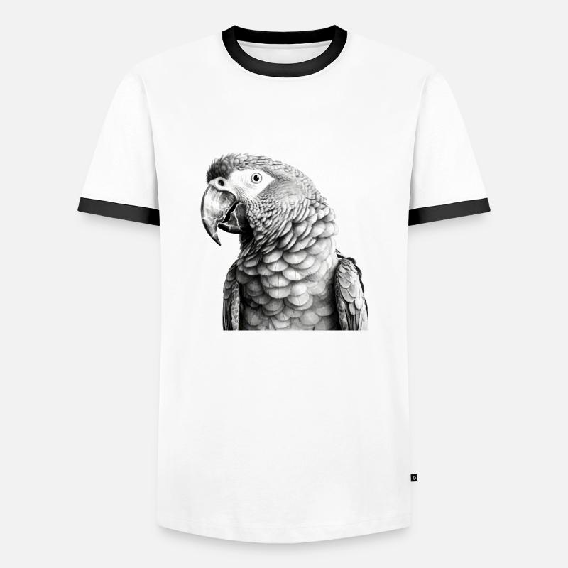 Papagei mit Bleistift - Männer Kontrast-T-Shirt - Weiß/Schwarz