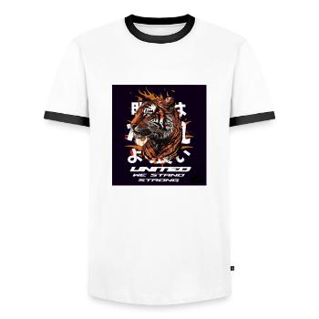 Tiger United we stand together - Men's Ringer Shirt - white/black - Front - AI Model Female 172 light (172cm) & AI Model Male 178 dark (178cm)