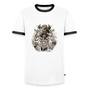 Nordic scandinavia retro viking mystical mythology - Men's Ringer Shirt - white/black - Front - AI Model Female 172 light (172cm) & AI Model Male 178 dark (178cm)