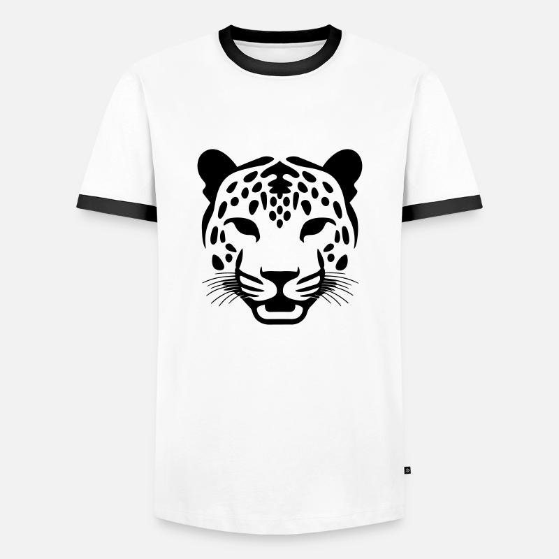 Leopard - Männer Kontrast-T-Shirt - Weiß/Schwarz