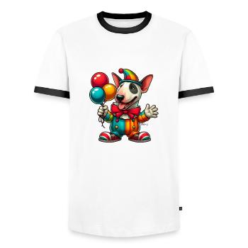 Buddy Bully - Men's Ringer Shirt - white/black - Front - AI Model Female 172 light (172cm) & AI Model Male 178 dark (178cm)