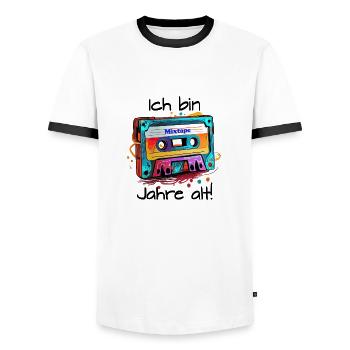 mixtape 3 - Männer Kontrast-T-Shirt - Weiß/Schwarz - Vorne - AI Model Female 172 light (172cm) & AI Model Male 178 dark (178cm)