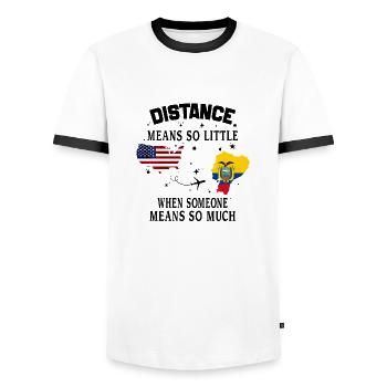 Distanz bedeutet so wenig, wenn jemand viel bedeutet - Männer Kontrast-T-Shirt - Weiß/Schwarz - Vorne - AI Model Female 172 light (172cm) & AI Model Male 178 dark (178cm)