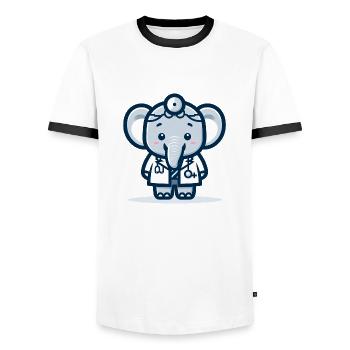 Cute Elephant Doctor - Men's Ringer Shirt - white/black - Front - AI Model Female 172 light (172cm) & AI Model Male 178 dark (178cm)