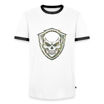 Army War Military Uniform Force Soldier Camouflage - Men's Ringer Shirt - white/black - Front - AI Model Female 172 light (172cm) & AI Model Male 178 dark (178cm)