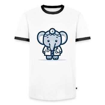 Cute Elephant Doctor - Men's Ringer Shirt - white/black - Front - AI Model Female 172 light (172cm) & AI Model Male 178 dark (178cm)