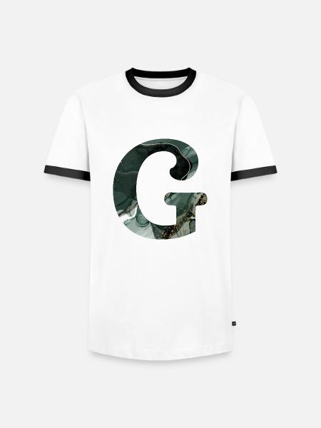 Letter g marbled green - Men's Ringer Shirt - white/black