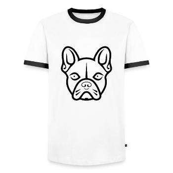Französische Bulldogge - Männer Kontrast-T-Shirt - Weiß/Schwarz - Vorne - AI Model Female 172 light (172cm) & AI Model Male 178 dark (178cm)