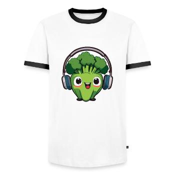 Bubatz - DJ - Musik - Legalize it - Brokkoli - Männer Kontrast-T-Shirt - Weiß/Schwarz - Vorne - AI Model Female 172 light (172cm) & AI Model Male 178 dark (178cm)