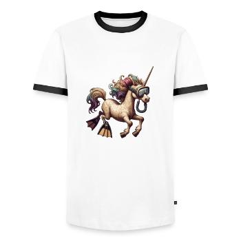 Tauchendes Einhorn Schwimmendes Einhorn - Männer Kontrast-T-Shirt - Weiß/Schwarz - Vorne - AI Model Female 172 light (172cm) & AI Model Male 178 dark (178cm)