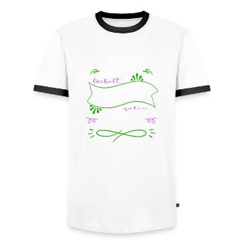 geburtstagsgeschenk süchtig kaffeetasse lieben - Männer Kontrast-T-Shirt - Weiß/Schwarz - Vorne - AI Model Female 172 light (172cm) & AI Model Male 178 dark (178cm)
