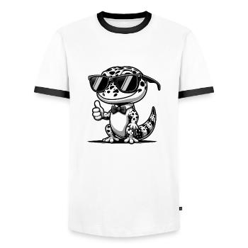 Gecko with sunglasses - Men's Ringer Shirt - white/black - Front - AI Model Female 172 light (172cm) & AI Model Male 178 dark (178cm)