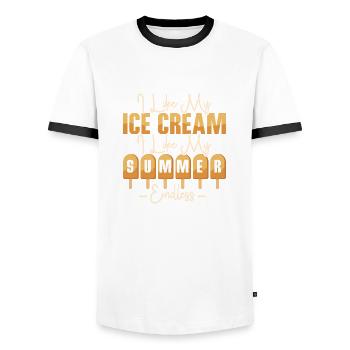 I Like My Ice Cream Cone Scoop Summer - Männer Kontrast-T-Shirt - Weiß/Schwarz - Vorne - AI Model Female 172 light (172cm) & AI Model Male 178 dark (178cm)