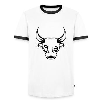 stier bulle 1 - Männer Kontrast-T-Shirt - Weiß/Schwarz - Vorne - AI Model Female 172 light (172cm) & AI Model Male 178 dark (178cm)