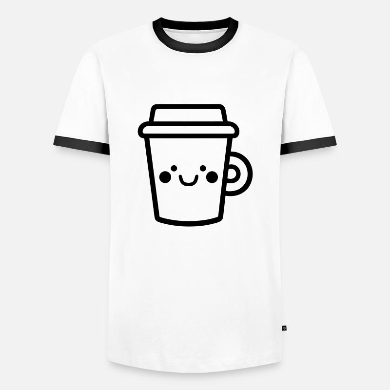 Kaffeebecher - Männer Kontrast-T-Shirt - Weiß/Schwarz