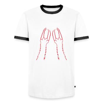 Katzen Klauen Pfote Tatzen Kralle Kratzer Streifen - Männer Kontrast-T-Shirt - Weiß/Schwarz - Vorne - AI Model Female 172 light (172cm) & AI Model Male 178 dark (178cm)