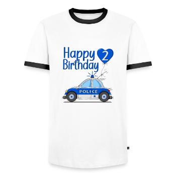 Joyeux anniversaire 2 voiture de police - T-shirt contrasté Homme - blanc/noir - Devant - AI Model Female 172 light (172cm) & AI Model Male 178 dark (178cm)