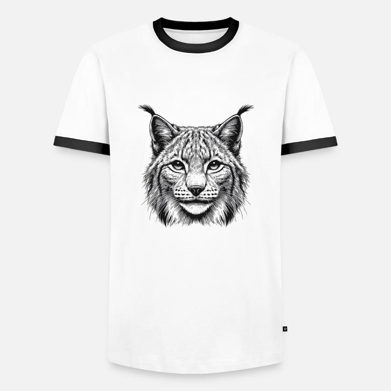 Luchs - Männer Kontrast-T-Shirt - Weiß/Schwarz