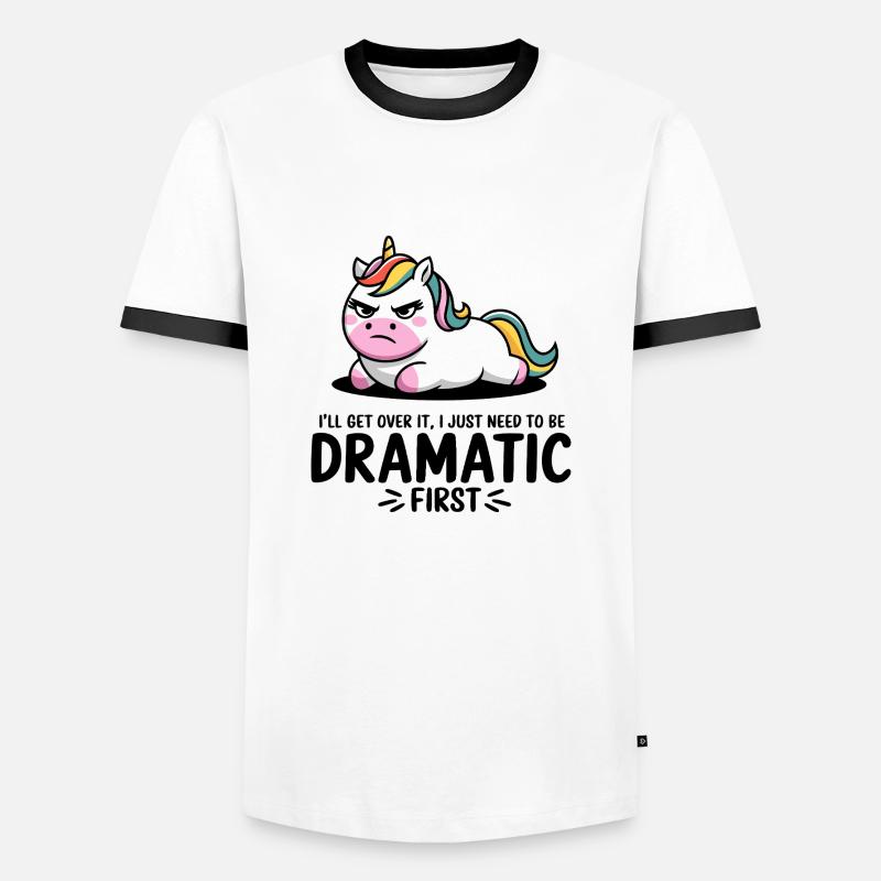 Dramatic Unicorn - Men's Ringer Shirt - white/black