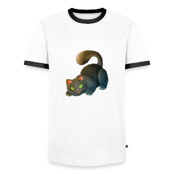 Catégorie 5 - T-shirt contrasté Homme - blanc/noir - Devant - AI Model Female 172 light (172cm) & AI Model Male 178 dark (178cm)