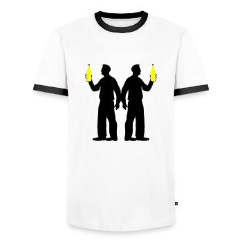 Drinking Team Jga - Männer Kontrast-T-Shirt - Weiß/Schwarz - Vorne - AI Model Female 172 light (172cm) & AI Model Male 178 dark (178cm)