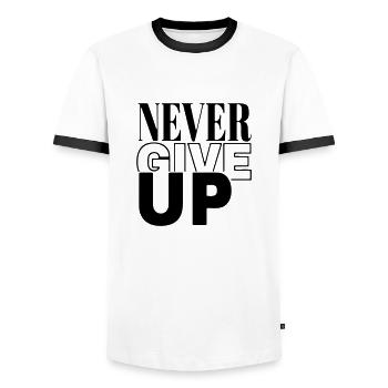 niemals aufgeben - Männer Kontrast-T-Shirt - Weiß/Schwarz - Vorne - AI Model Female 172 light (172cm) & AI Model Male 178 dark (178cm)