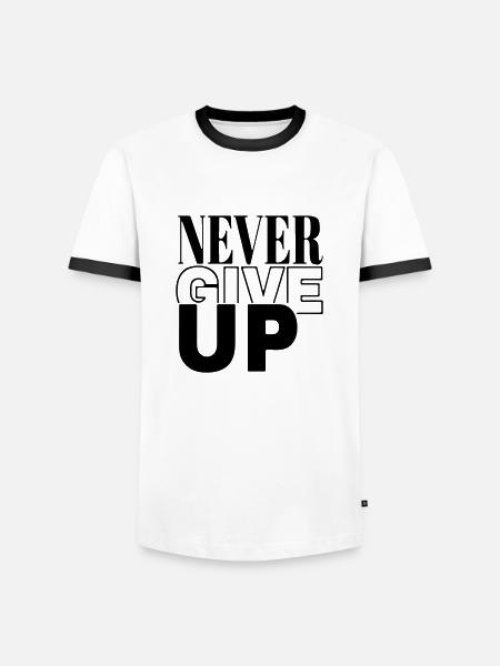 never give up - Men's Ringer Shirt - white/black