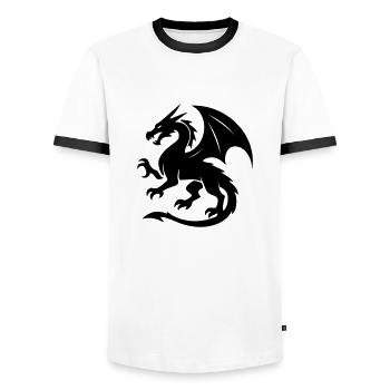 Dragon (black) - Men's Ringer Shirt - white/black - Front - AI Model Female 172 light (172cm) & AI Model Male 178 dark (178cm)