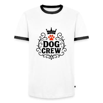 Hunde Crew - Männer Kontrast-T-Shirt - Weiß/Schwarz - Vorne - AI Model Female 172 light (172cm) & AI Model Male 178 dark (178cm)
