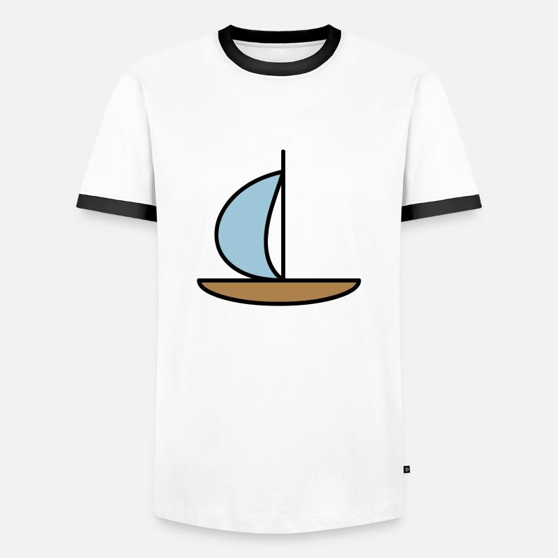Segelboot - Männer Kontrast-T-Shirt - Weiß/Schwarz