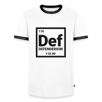 DEFENDERIUM BLACK - Men's Ringer Shirt - white/black - Front - AI Model Female 172 light (172cm) & AI Model Male 178 dark (178cm)