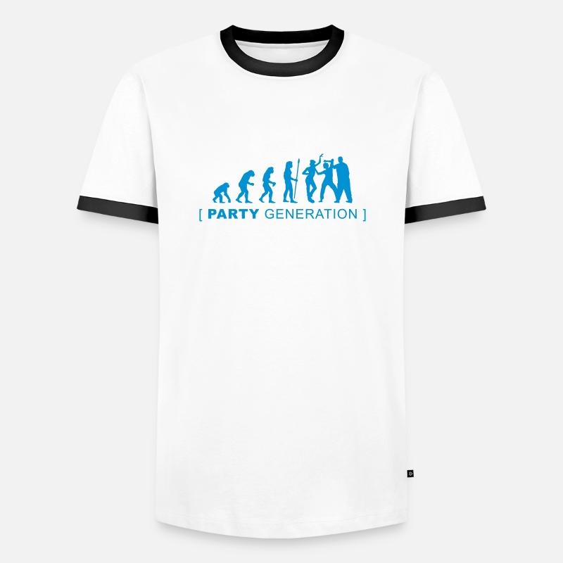 evolution_party - Men's Ringer Shirt - white/black