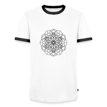 Mandala - T-shirt contrasté Homme - blanc/noir - Devant - AI Model Female 172 light (172cm) & AI Model Male 178 dark (178cm)