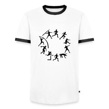 Decathlon - Men's Ringer Shirt - white/black - Front - AI Model Female 172 light (172cm) & AI Model Male 178 dark (178cm)
