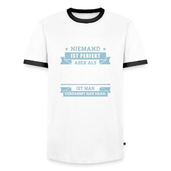 Funshirt Doktor - Männer Kontrast-T-Shirt - Weiß/Schwarz - Vorne - AI Model Female 172 light (172cm) & AI Model Male 178 dark (178cm)