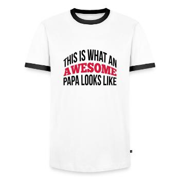 Papa - T-shirt contrasté Homme - blanc/noir - Devant - AI Model Female 172 light (172cm) & AI Model Male 178 dark (178cm)